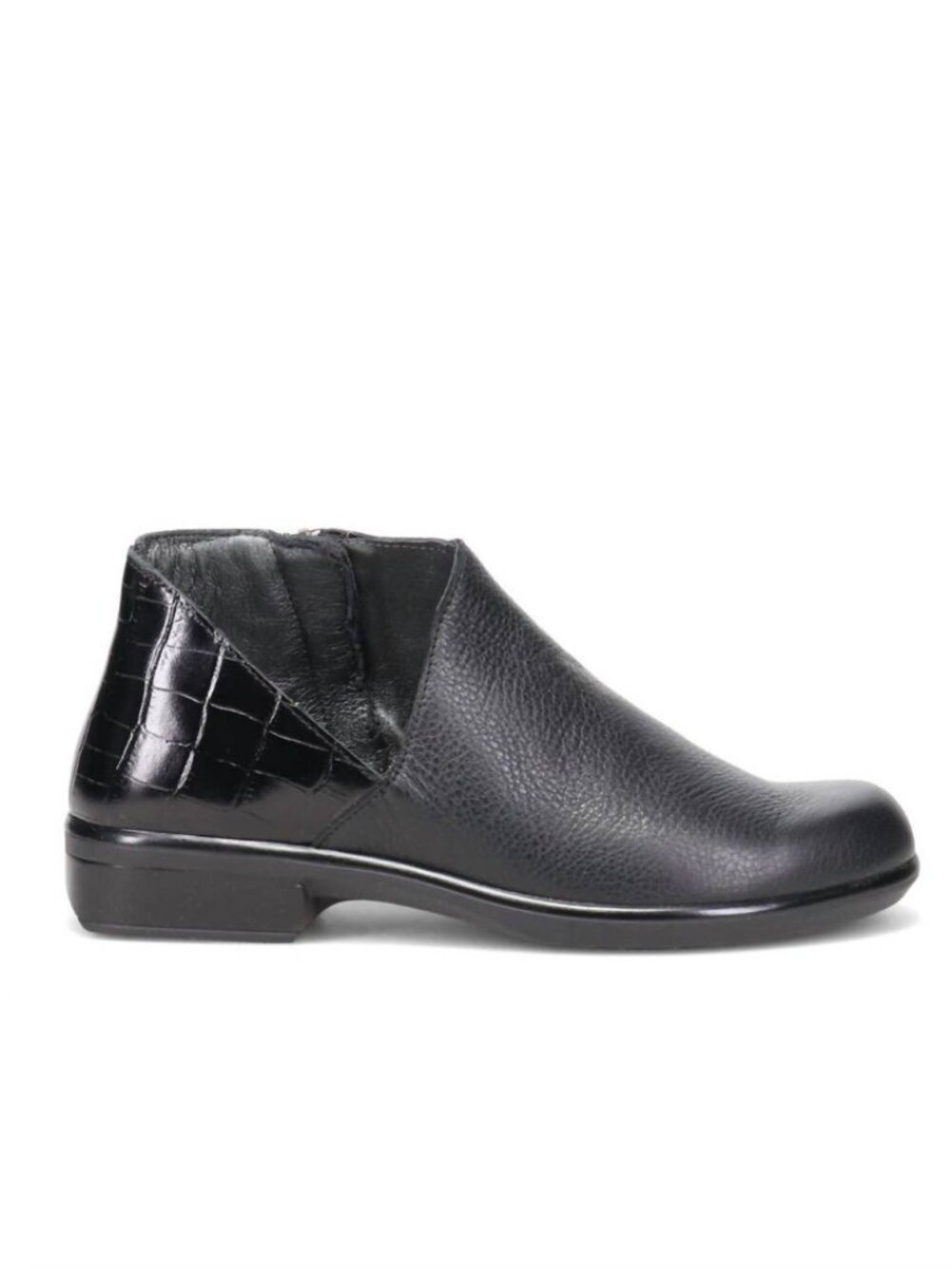 Naot Bayamo Leather Ankle Boots Black Croc Cutout